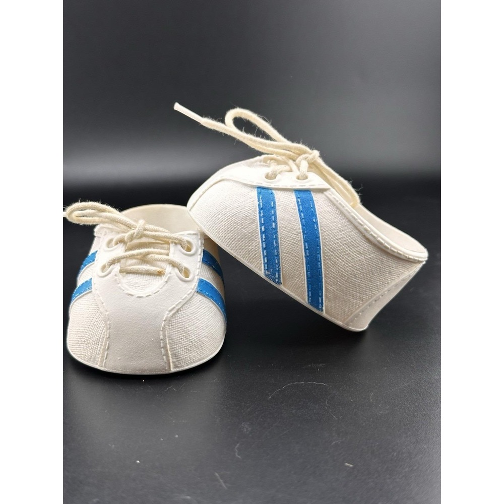 Cabbage Patch Kids Doll Vtg Coleco White Blue Stripes Plastic Shoes  Laces 1980s